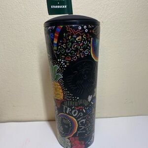 Starbucks Farm Rio Black Tumbler with Colorful Patterns 2025